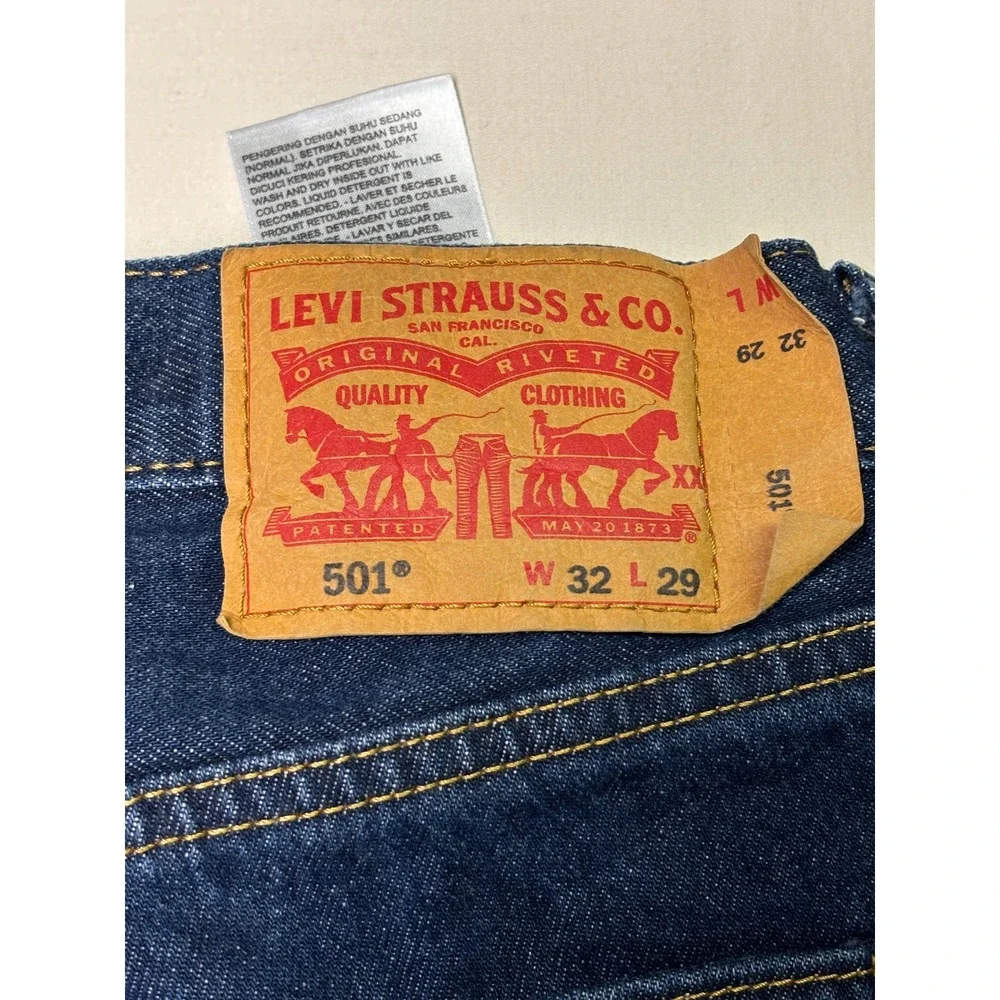 Levi's 501 Mens Dark Wash Button Fly Straight Leg‎ Jeans W32 L29